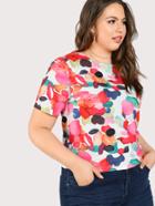 Shein Zip Back Abstract Print Top