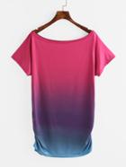 Shein Ombre Shirred Side Tee Dress
