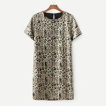 Shein Leopard Pattern Sequin Tunic Dress
