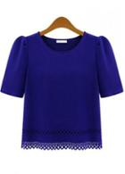 Rosewe Fine Quality Round Neck Short Sleeve Blue Tees