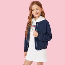 Shein Girls Zip Up Bomber Jacket