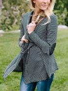 Shein Black White Elbow Patch Striped Coat