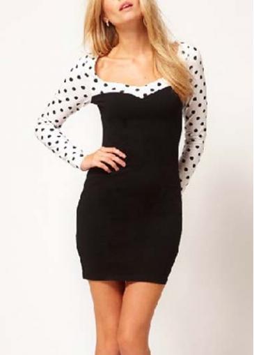 Rosewe Glamorous Color Block Long Sleeve Mini Dress For Woman
