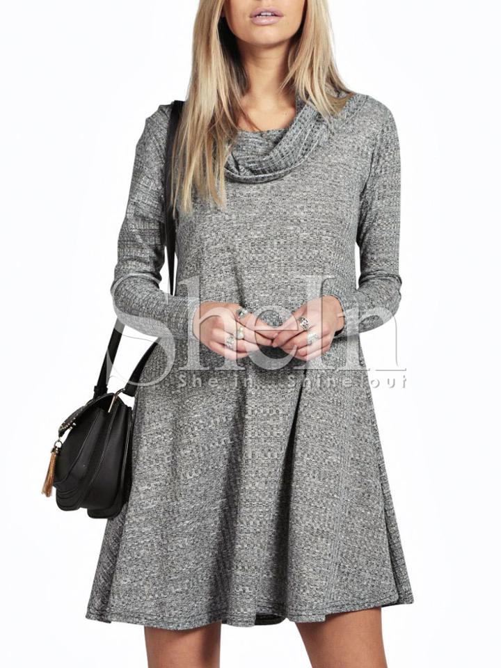 Shein Grey Cowl Neck Shift Dress