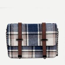 Shein Plaid Detail Chain Bag