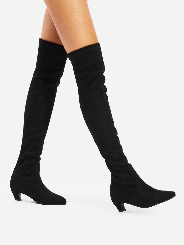 Shein Pointed Toe Back Zipper Suede Boots