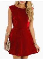 Rosewe Catching Round Neck Open Back Red Dress For Woman
