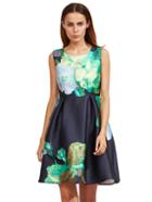 Shein Floral Print Umbrella Tank Dress