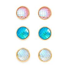 Shein Scale Design Round Stud Earring Set