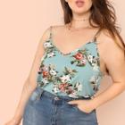 Shein Plus V Neck Flower Print Cami Top