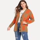 Shein Plus Plaid Color-block Sweater Coat