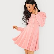 Shein Puff Sleeve Double Breasted Coat