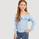 Shein Girls Flounce Foldover Off Shoulder Top