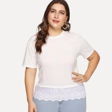 Shein Plus Eyelet Embroidered Trim T-shirt