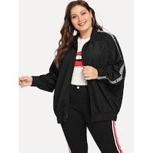 Shein Plus Letter Print Zipper Up Jacket