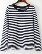 Shein Black White Long Sleeve Striped T-shirt