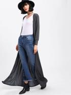 Shein Buttoned Up Cuff Longline Duster Coat