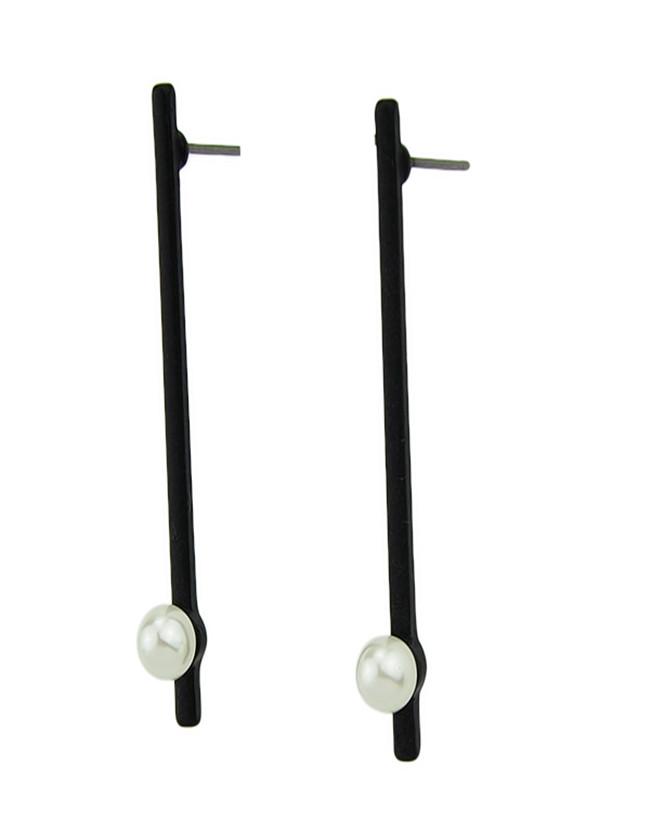 Shein Black Punk Style Spike Long Stud Earrings