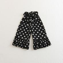 Shein Girls Ruffle Detail Belted Polka Dot Pants