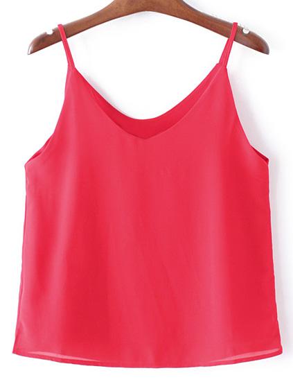 Shein Red Chiffon Spaghetti Strap Camis Top