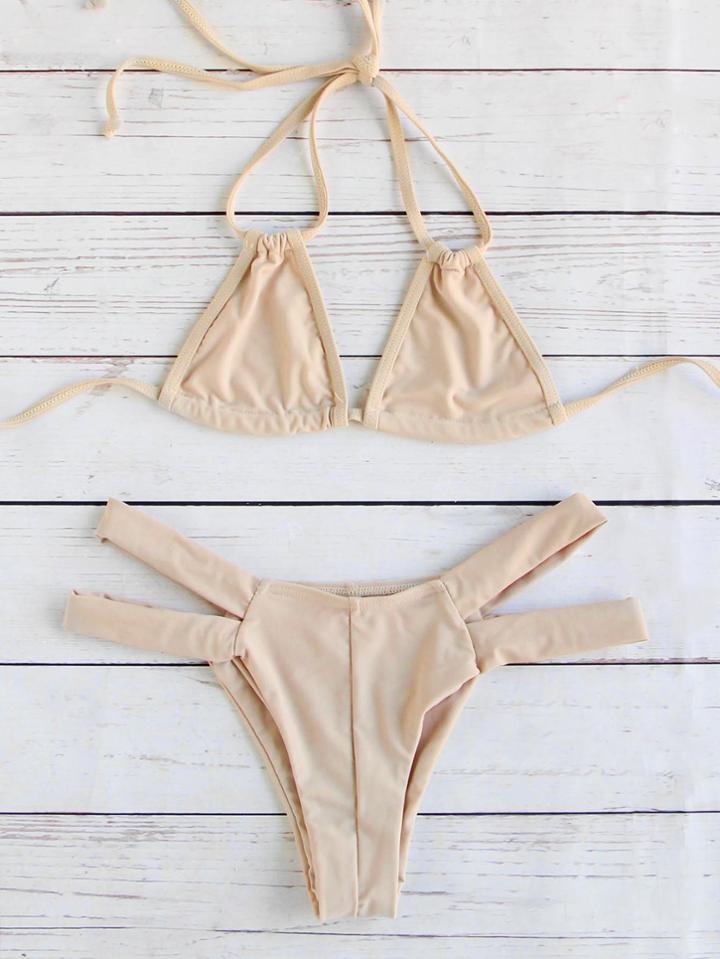 Shein Apricot Cutout Design Triangle Bikini Set