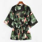 Shein Plus Tropical Print Self Tie Kimono
