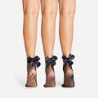 Shein Bow Back Fishnet Ankle Socks 3pairs