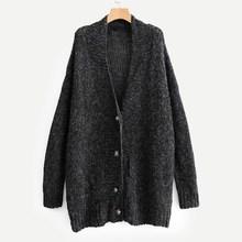 Shein Single-breasted Marled Knit Cardigan