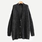 Shein Single-breasted Marled Knit Cardigan