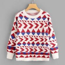 Shein Geo Print Fuzzy Sweater