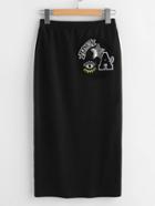 Shein Patch Detail Jersey Pencil Skirt