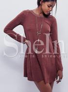 Shein Dark Sienna Long Sleeve Backless Casual Dress