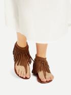 Shein Brown Fringe Design Thong Sandals
