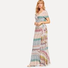 Shein Wrap Knot Print Dress
