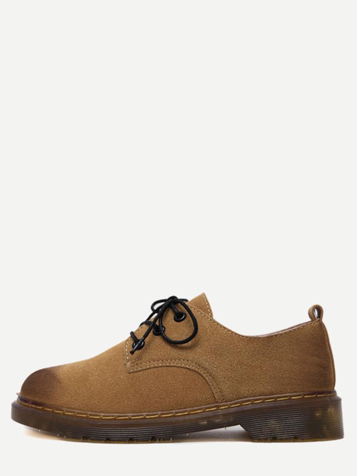 Shein Camel Almond Toe Lace Up Wedges