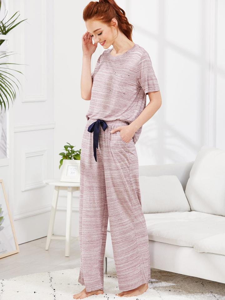 Shein Space Dye Tee & Pants Pj Set