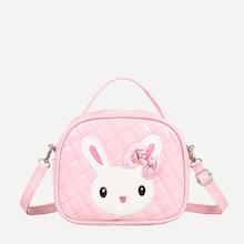 Shein Kids Patent Leather Rabbit Decor Satchel Bag