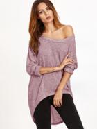 Shein Pink One Shoulder Dip Hem T-shirt