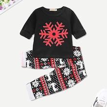 Shein Toddler Boys Snowflake Print Tee & Pants