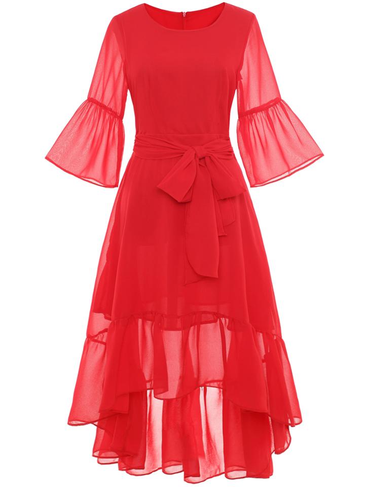 Shein Bell Sleeve High Low Dress