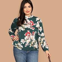 Shein Plus Mock-neck Floral Top