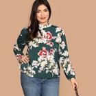 Shein Plus Mock-neck Floral Top