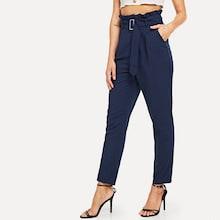 Shein Frill Trim Adjustable Belted Pants