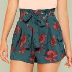 Shein Boxed Pleated O-ring Belted Shorts