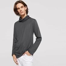 Shein Men Cowl Neck Solid Tee
