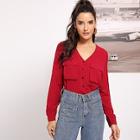 Shein Pocket Patched Button Up Blouse