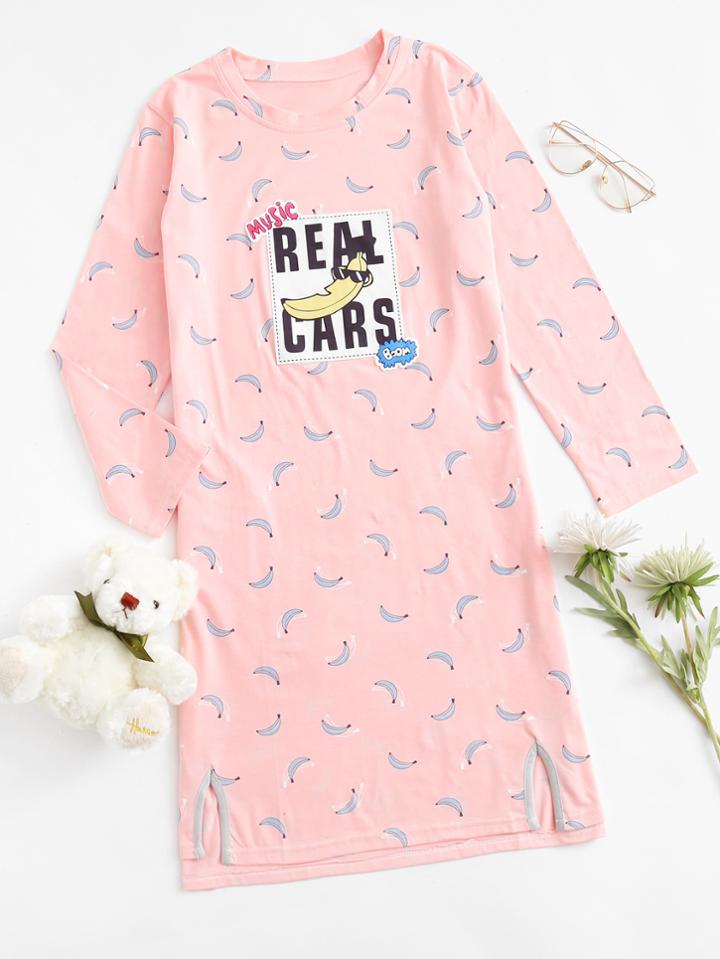Shein Banana Print Patched Night Dress