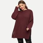 Shein Plus Slit Side Mixed Knit Sweater
