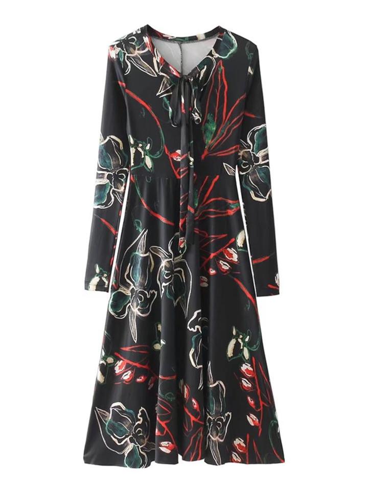 Shein Tied Neck Floral Dress
