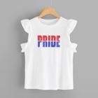 Shein Letter Print Ruffle Trim Tee